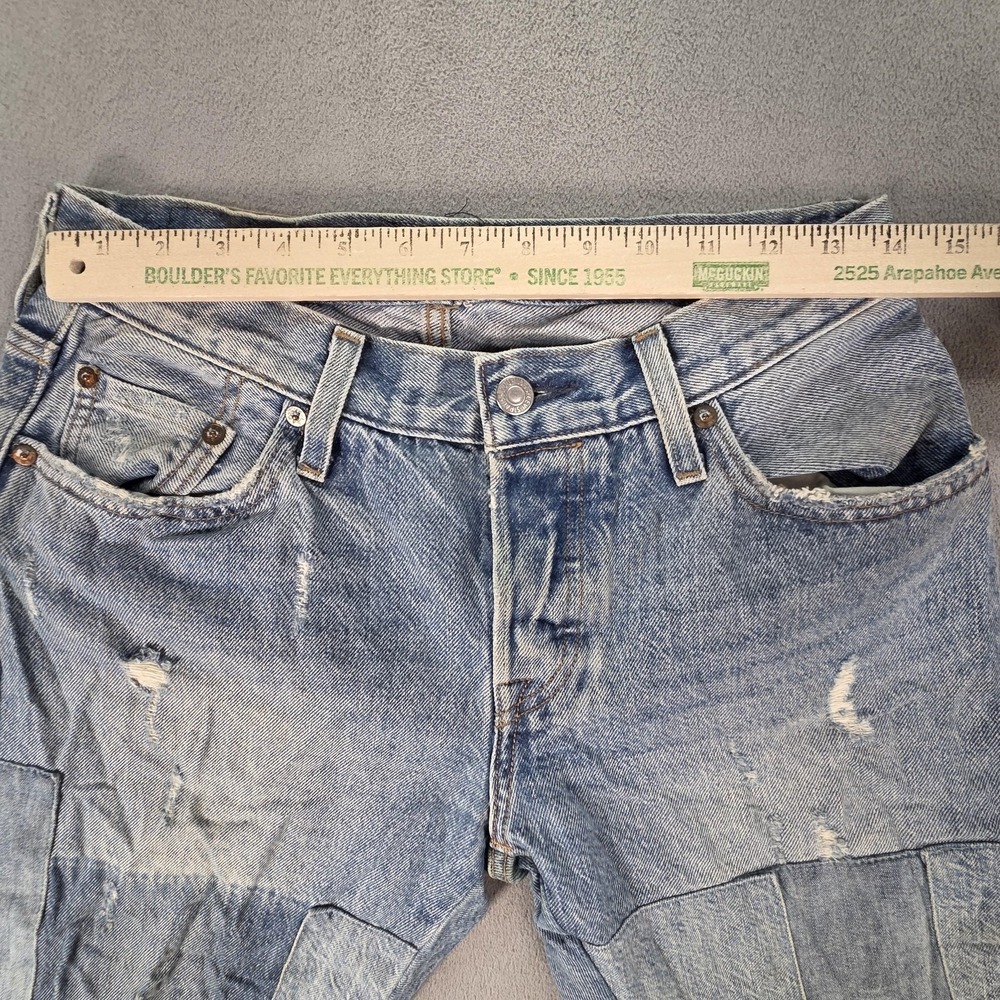 Levis 501 CT Jeans Womens Light Wash Tapered Patched Distressed Fits 27x27 - Picture 3 of 16